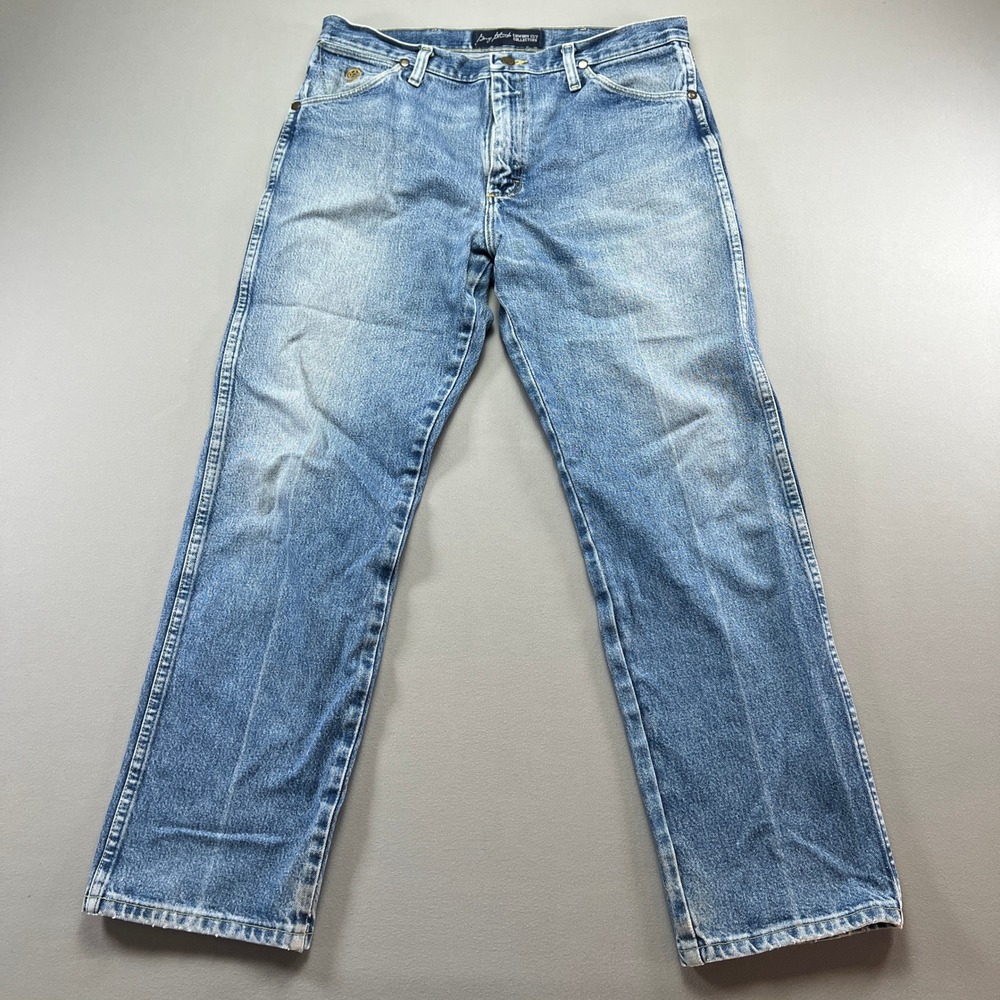 Wrangler George Strait Cowboy Cut Jeans Mens 34x30 Blue Denim Cotton Medium Wash